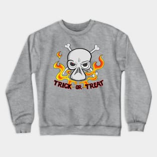 Trick or Treat Cartoon Horror Fiery Skull Crewneck Sweatshirt